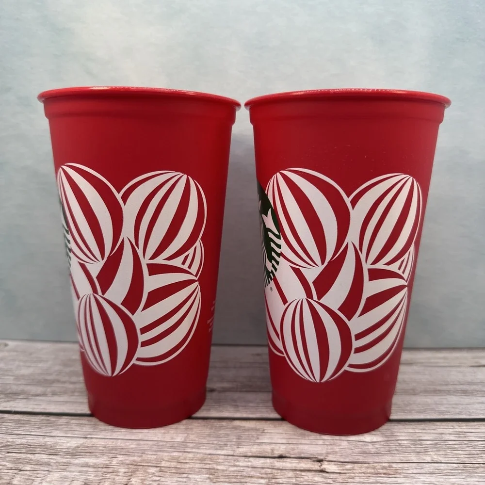 Lot‎ of 2 Starbucks Holiday Red Cup Day (16 oz) Reusable Hot Cup (No Lids)